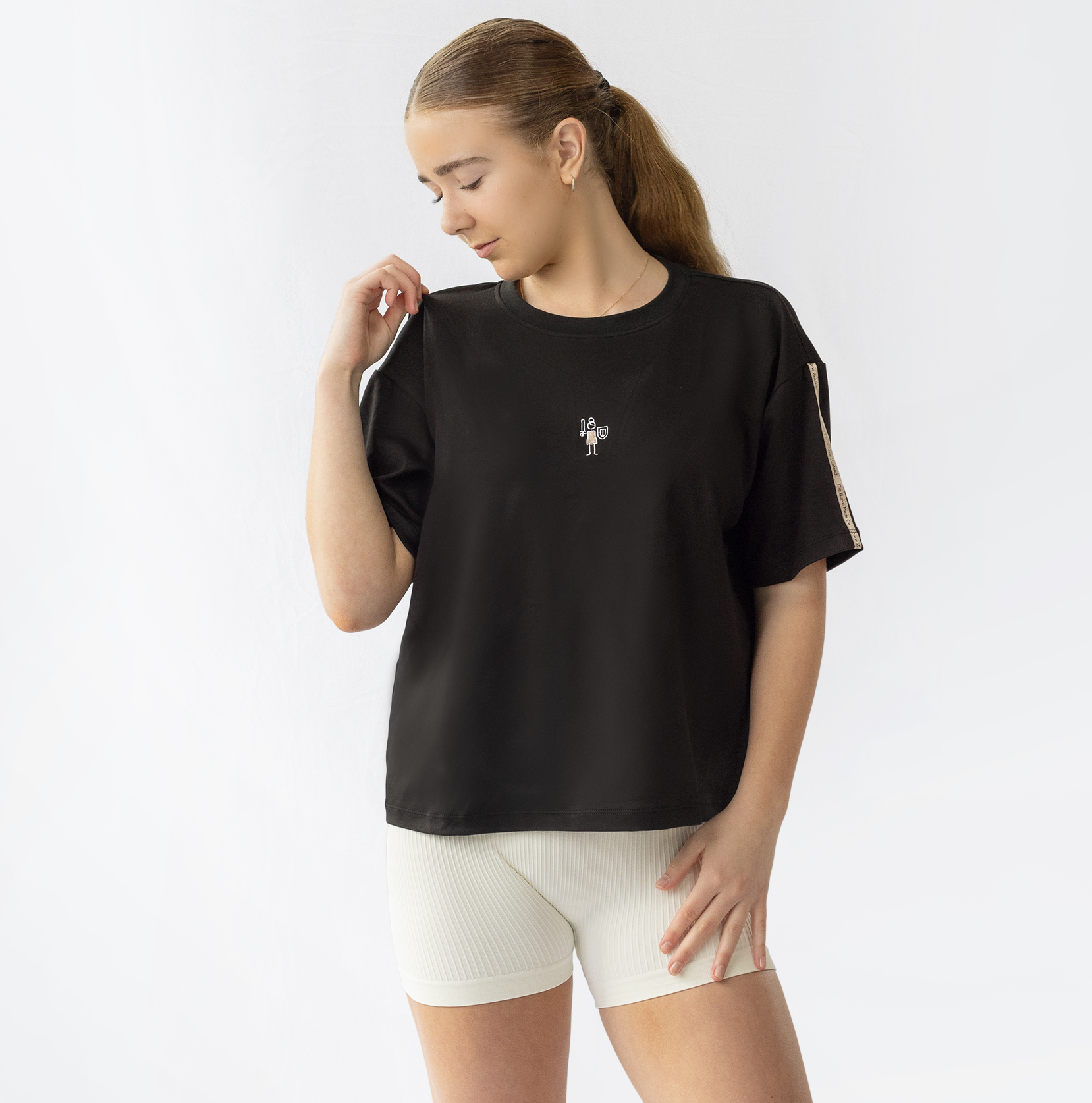 Brushed Cotton Bombshell T-Shirt — Black